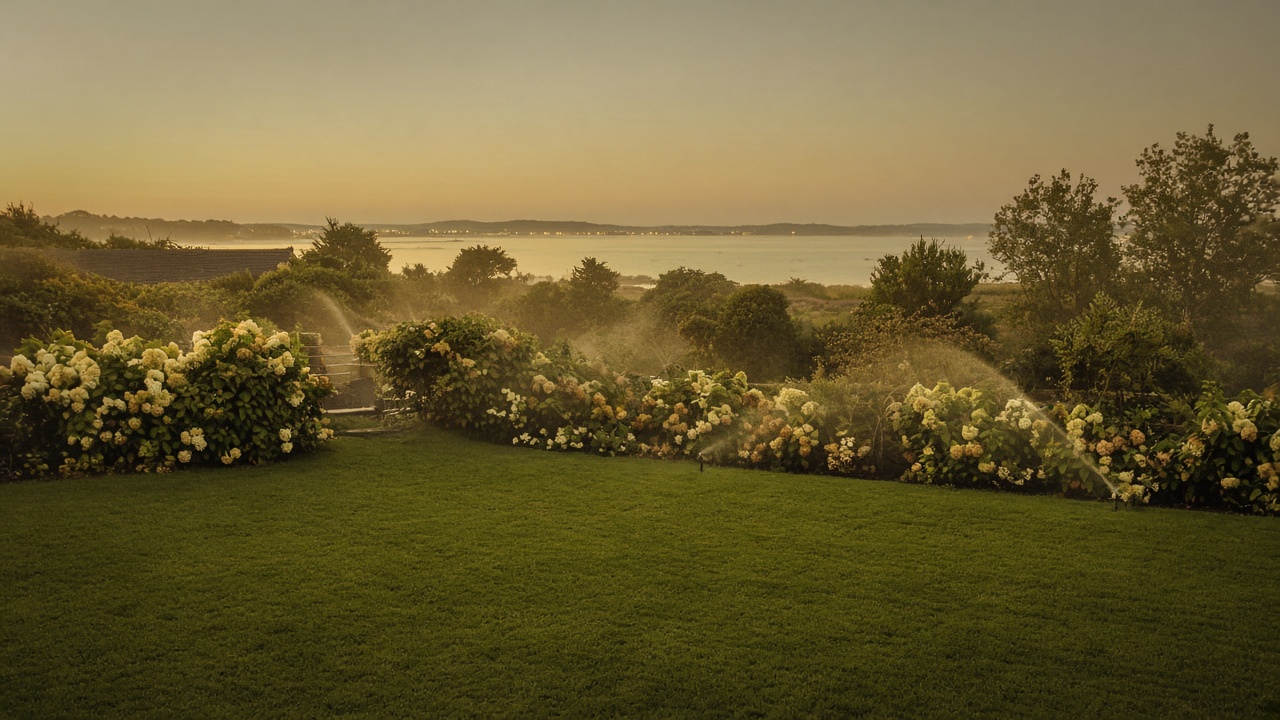 Evenly watered Nantucket garden