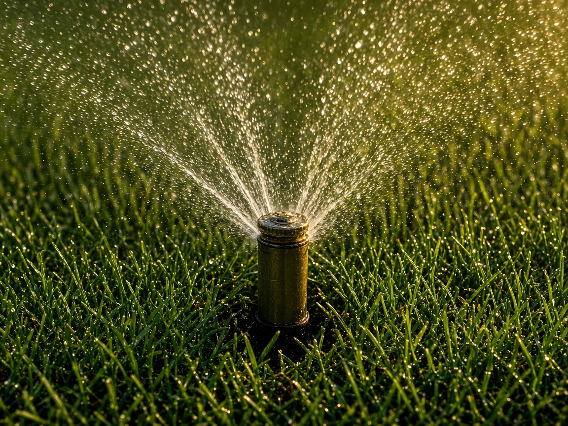 Pop-up sprinkler head watering turf